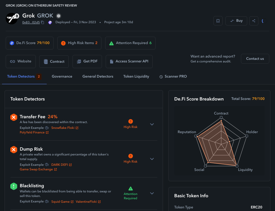 grok ethereum scanner results